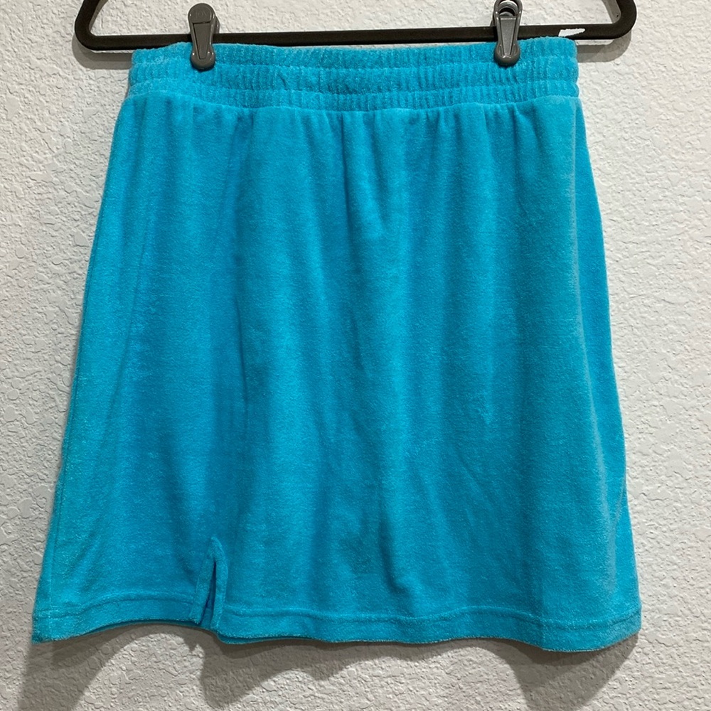 The Wolf Gang Women's Cabo Blue Terry Cloth Skirt Vacation Beach Travel Sz L